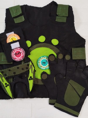Colete irmãos kratts + luvas + máscara e 3 discos