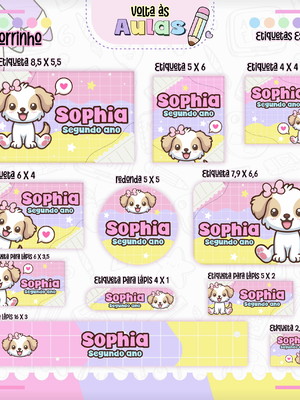 Arquivo digital etiqueta escolar cachorrinha