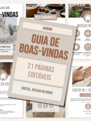 Guia de boas-vindas editável + brinde para airbnb ppt canva