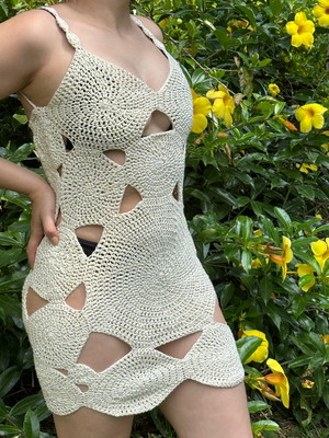 Vestido de crochê círculos