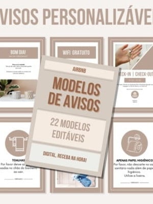 Modelos de avisos editáveis para airbnb ppt canva