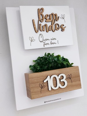 Placa porta apartamento momento casa bem vindo 20x25cm cores