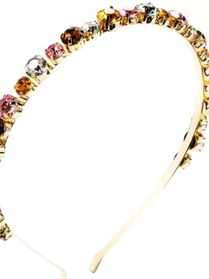 Tiara de pedraria colorida com brilho acessório para cabelo