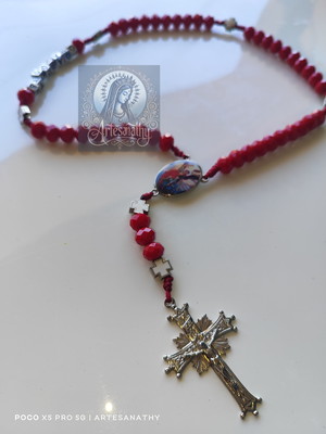 Terço artesanal com medalha do arcanjo são miguel - exclusiv