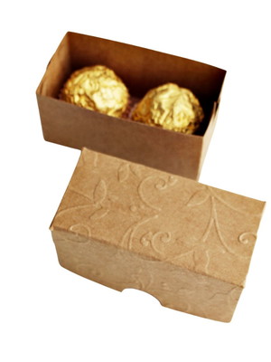 Caixa para dois doces kraft pronta entrega 4x4x8cm