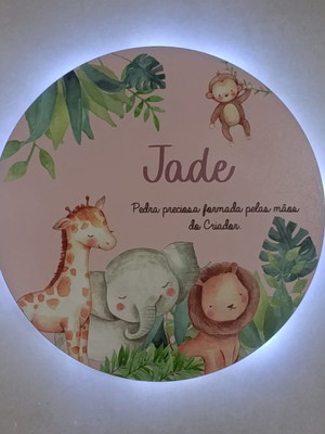 Quadro porta maternidade safari menino ou menina com led per