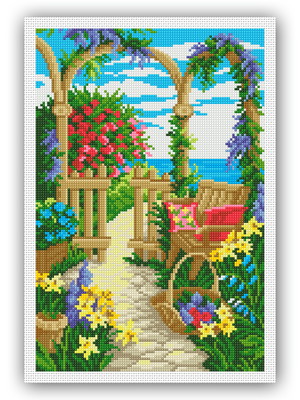 Portão florido - gráfico ponto cruz