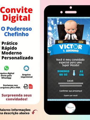 Convite digital o poderoso chefinho