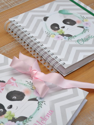 Álbum bebê 2 folhas personalizadas - panda fofo verde ou ros