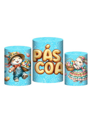 Trio capas cilindros páscoa em tecido com elástico- cld812