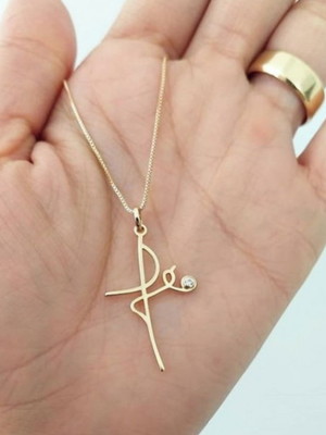 Gargantilha fé banhado a ouro 18k