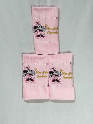 Kit com 3 toalhas bordadas de lancheira (30x45) minnie mouse