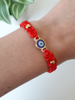 Pulseira olho grego fio vermelho