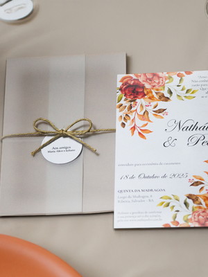 Convite de casamento véu