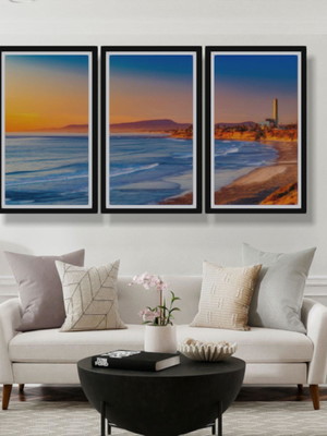 Quadros decorativos paisagem farol mar com vidro sala