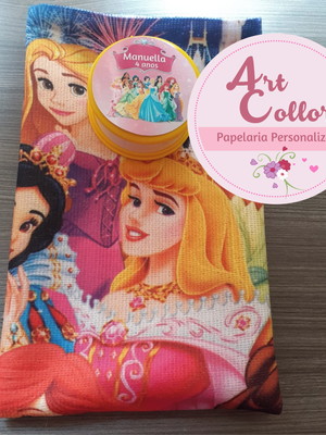 Kit toalhinha para mãos + copo retrátil princesas