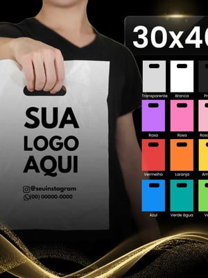 Sacolas personalizadas com logo p/ lojas alça vazada 30x40