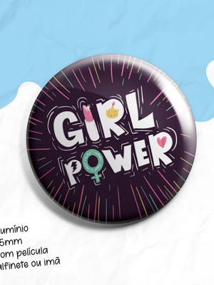 Botton alumínio 55mm kit 5 unidades estampa girl power