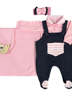 Saida maternidade menina chiquinha rosa 05 peças