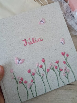 Kit liv bebê+port caderneta vacina+cadernoa5 tulipas bordada