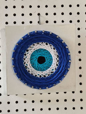 Quadro mandala olho grego string art pregos e linhas