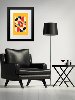 Quadro gravura bauhaus colorida - 60x48 cm