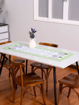 Caminho trilho de mesa estampado lavanda xadrez