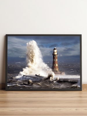 Quadro farol imponente em meio à tempestade 1038