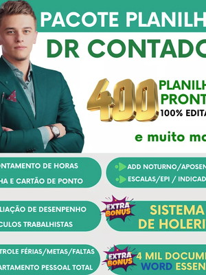 Pacote 400 planilhas contabilidade contador + bonus