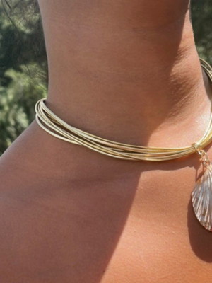 Colar concha fios encerados luxo moda praia tendência verão