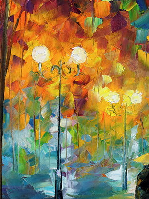 Quadro clássico de leonid afremov - o som da chuva.