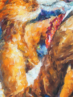 Quadro clássico de leonid afremov - paixão felina.