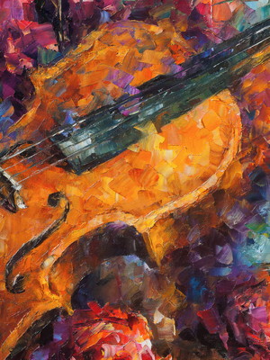 Quadro clássico de leonid afremov - violino de mozzart.