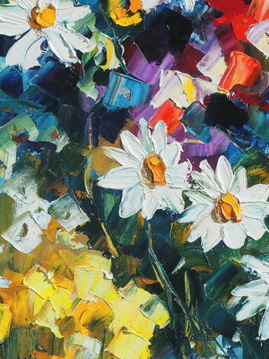Quadro clássico de leonid afremov - flores cheias de vida.