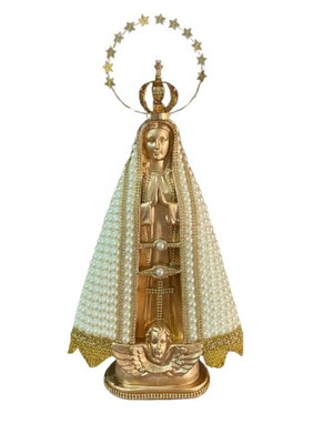 Imagem de nossa senhora aparecida luxo coroa folheada ouro