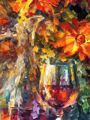 Quadro clássico de leonid afremov - vinho e sentimentos.