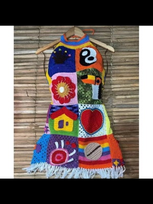Vestido crochê colorido