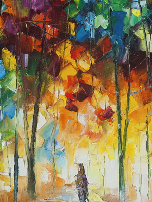 Quadro clássico de leonid afremov - desaparecendo no outono.