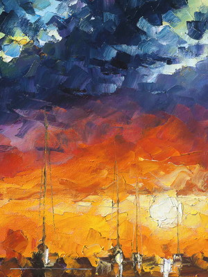 Quadro clássico de leonid afremov - inesquecível pôr do sol,