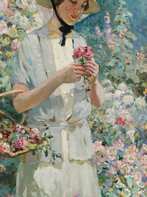 Quadro clássico de abbott fuller graves - colhendo flores ao