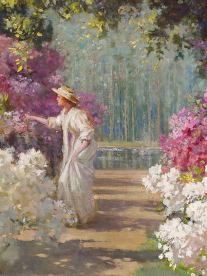 Quadro clássico de abbott fuller graves - passeio entre flor