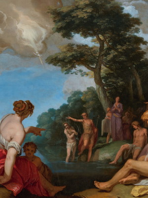Quadro clássico de abraham bloemaert - o batismo de cristo.