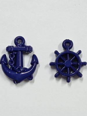 Timão e âncora azul 18x22mm mix-100peça
