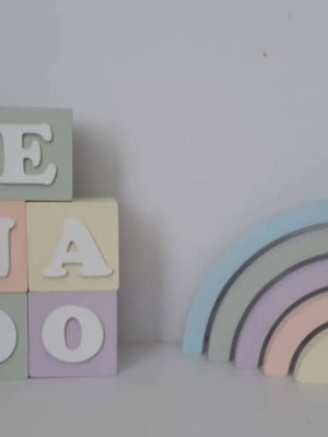 Kit 3 cubos + arco iris mdf