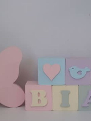Kit 8 cubos com flor e borboleta decoração mdf
