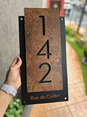 Número para casa acm com acm corten - 3 dígitos 20x40