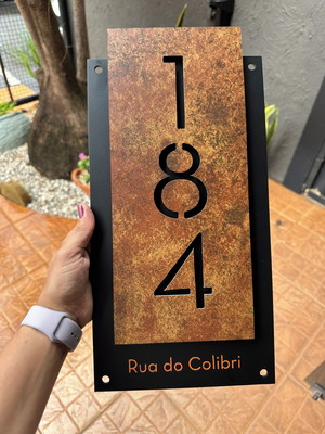 Número para casa acm com acm corten - 3 dígitos 20x40