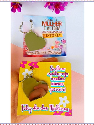 Kit tag+ chaveiro espelho lembrancinha dia das mulheres