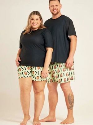 Kit casal short personalizado plus size unissex verde menta