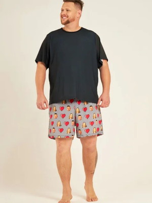 Short plus size personalizado unissex cinza